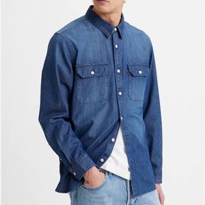 Levi's Men's Worker Relaxed-Fit Blue Long Sleeve‎ Button-Down Shirt Sz Large
